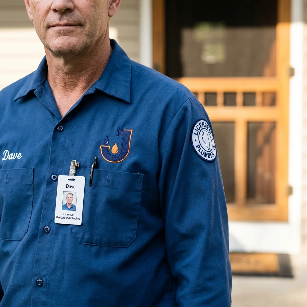 Licensed plumber showing ID badge in Lepanto, AR