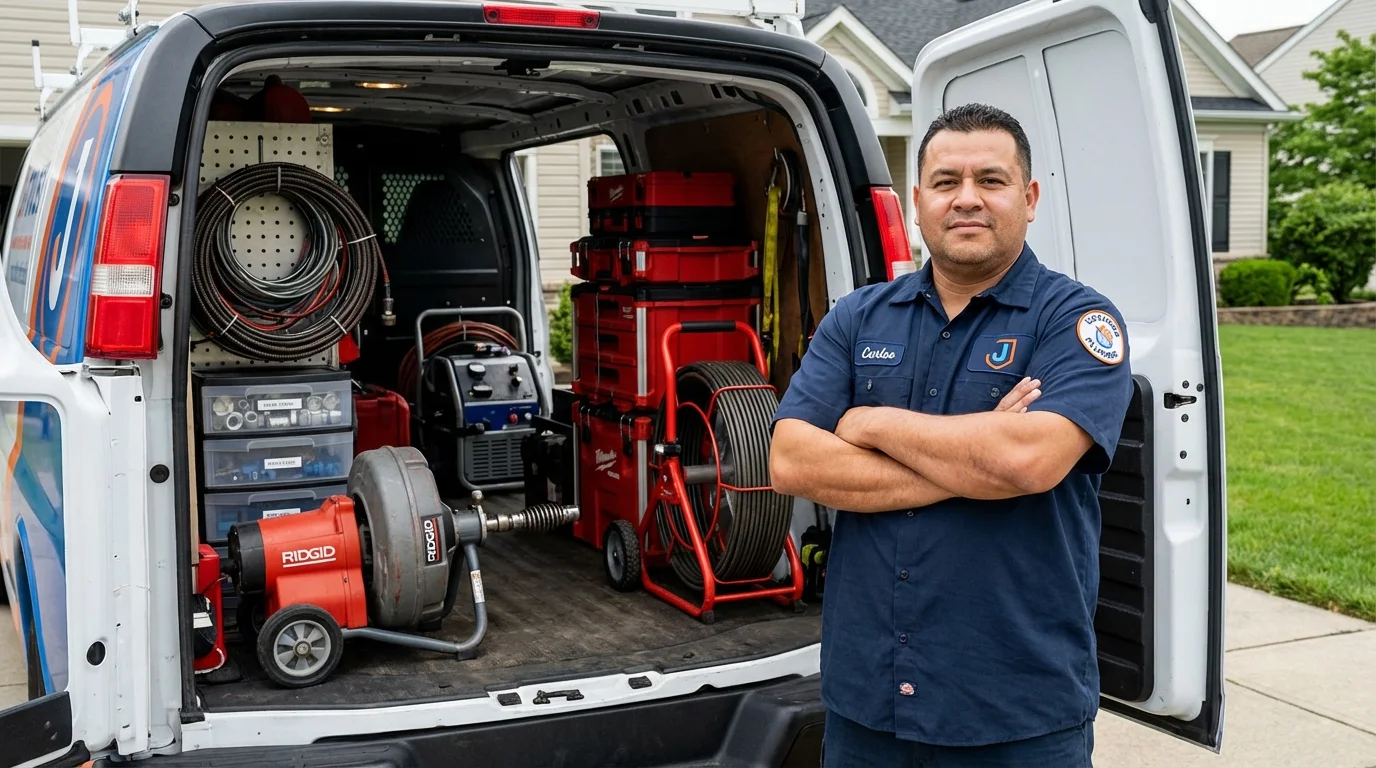 Professional drain cleaning equipment and Johns Plumbing LLC plumber in Lepanto