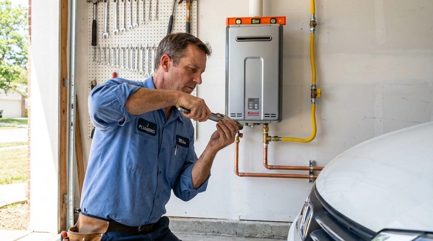 Tankless water heater installation by a Johns Plumbing LLC plumber in Lepanto